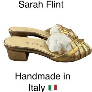 Women’s SARAH FLINT Italian Perfect Block Sandals, Gold, EU 36.5 / US 6.5.